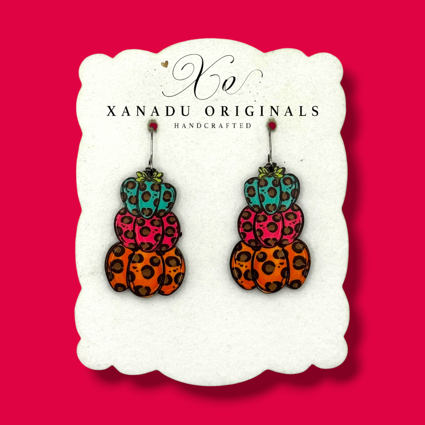 Leopard Pumpkin Stack Earrings