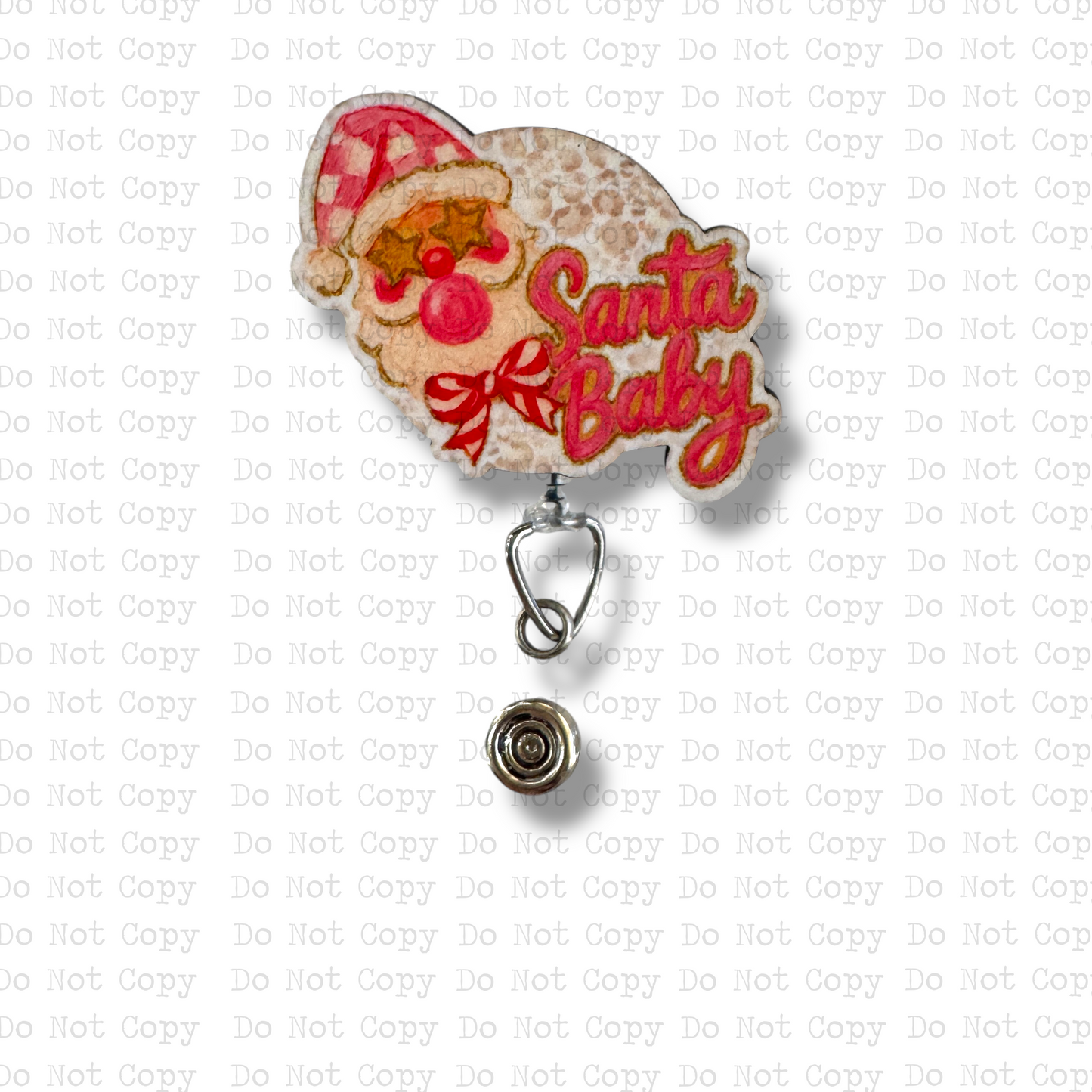 Bubblegum Santa Baby Interchangeable Badge Button with Reel Option