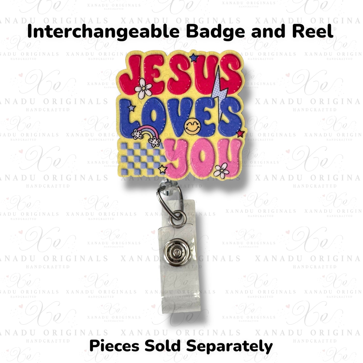 Jesus Loves You Interchangeable Badge Button with Reel Option