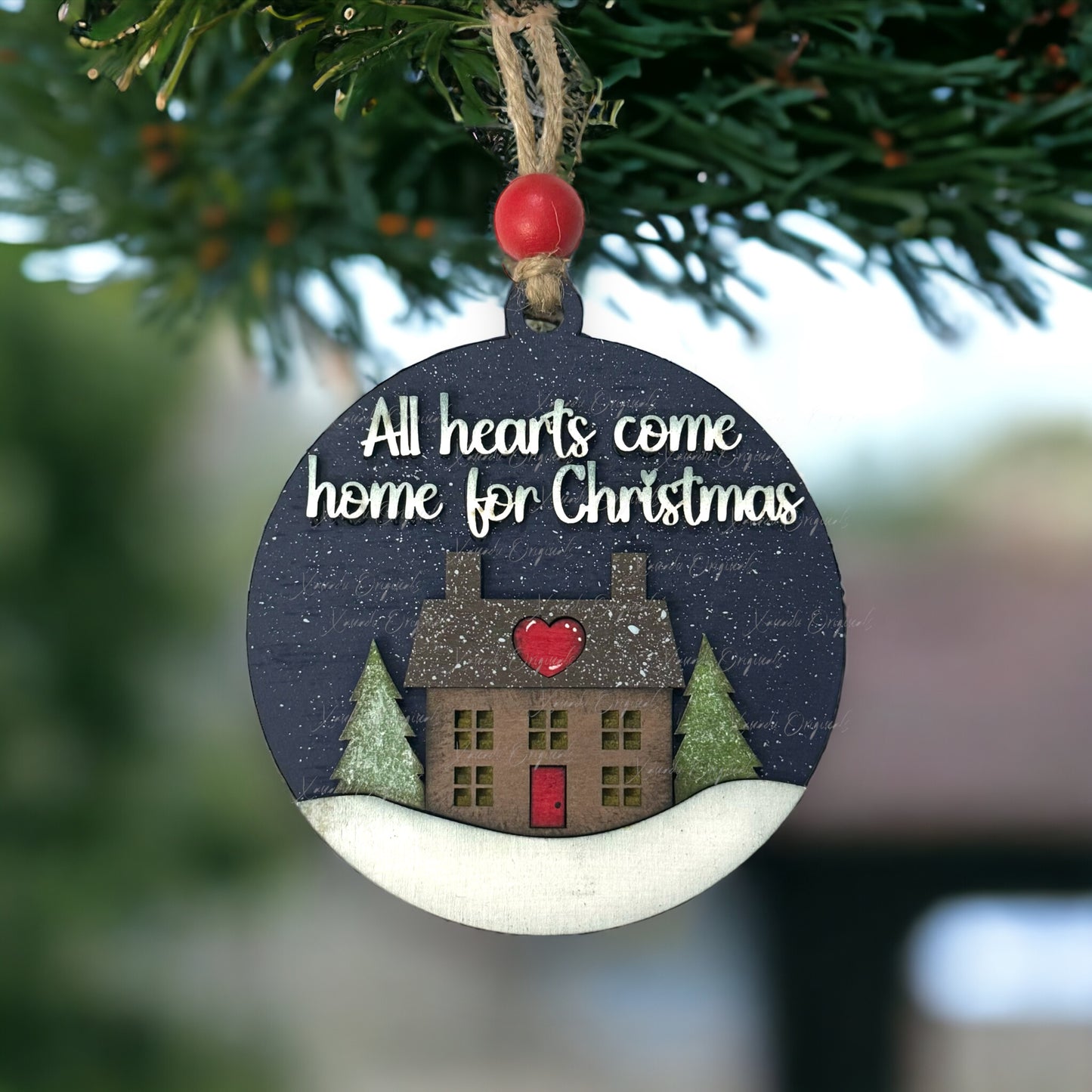 All Hearts Come Home Christmas Wood Ornament