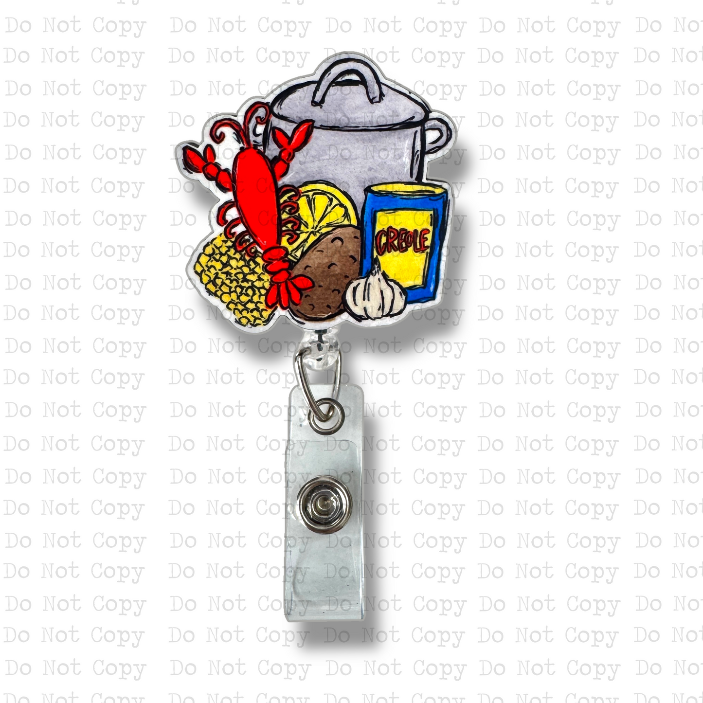 Crawfish Boil Interchangeable Badge Button with Reel Option