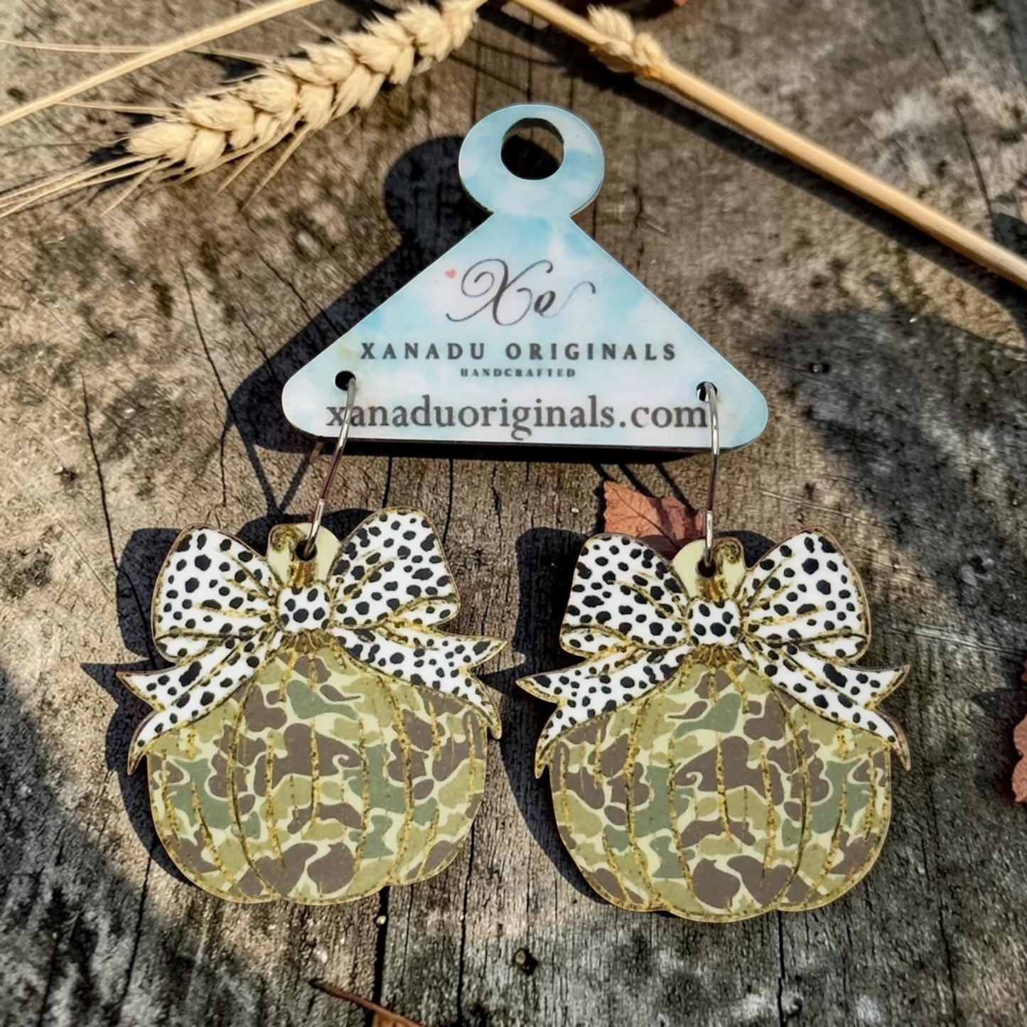 Camo Pumpkin Dangle Earrings