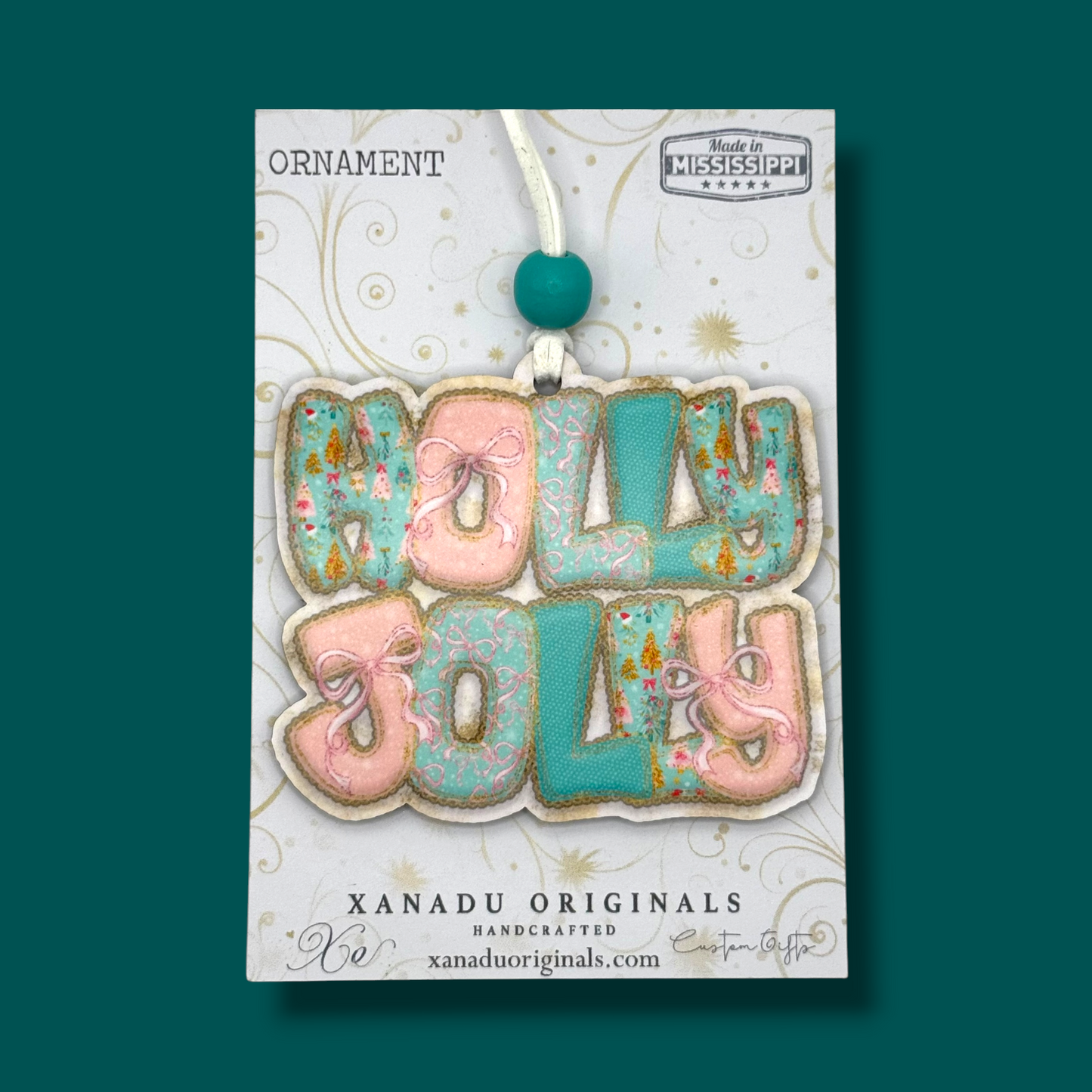 Whimsical Holly Jolly Mixed Pattern Ornament - Pastel Coquette Ribbon Tree Decoration