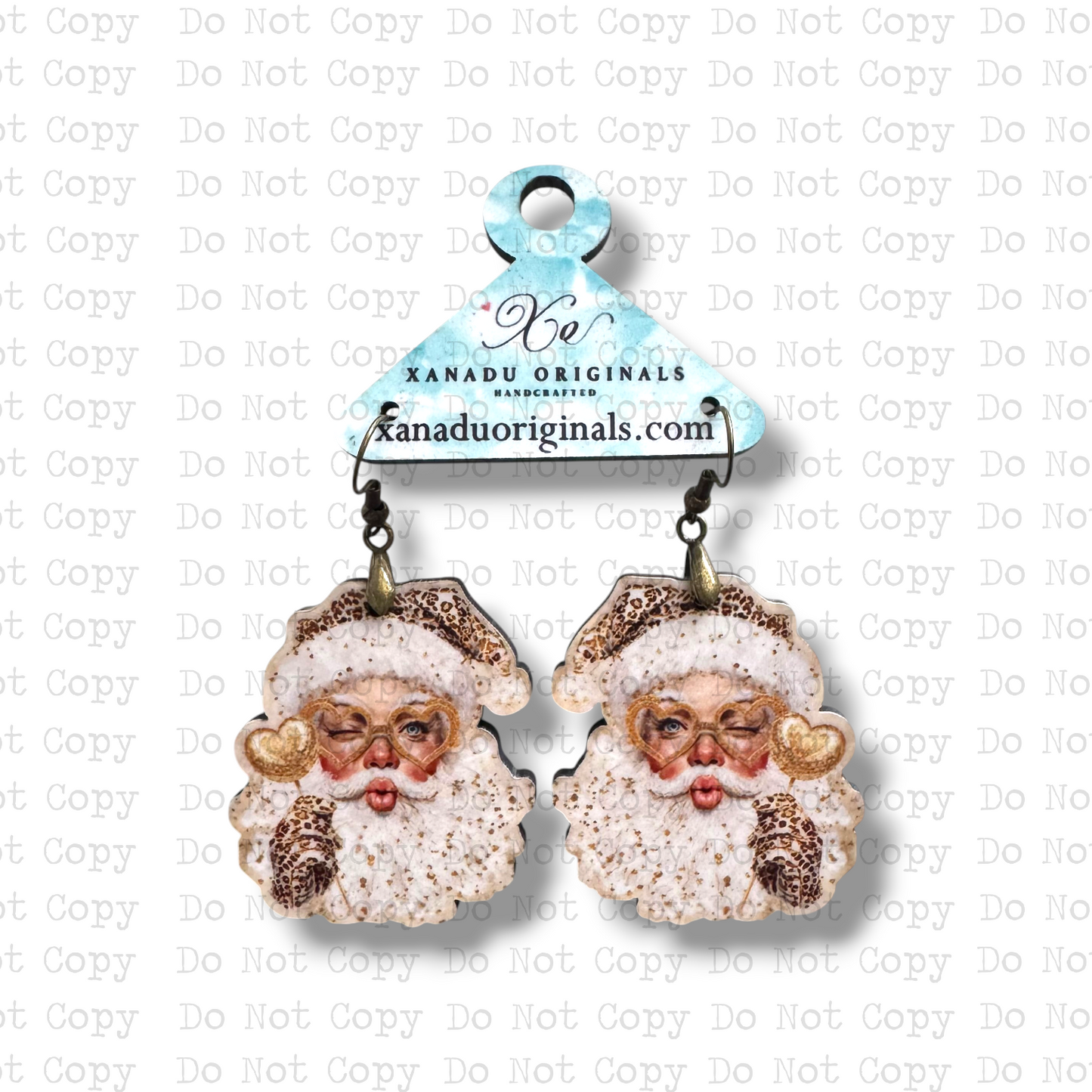 Gold Leopard Santa Earrings