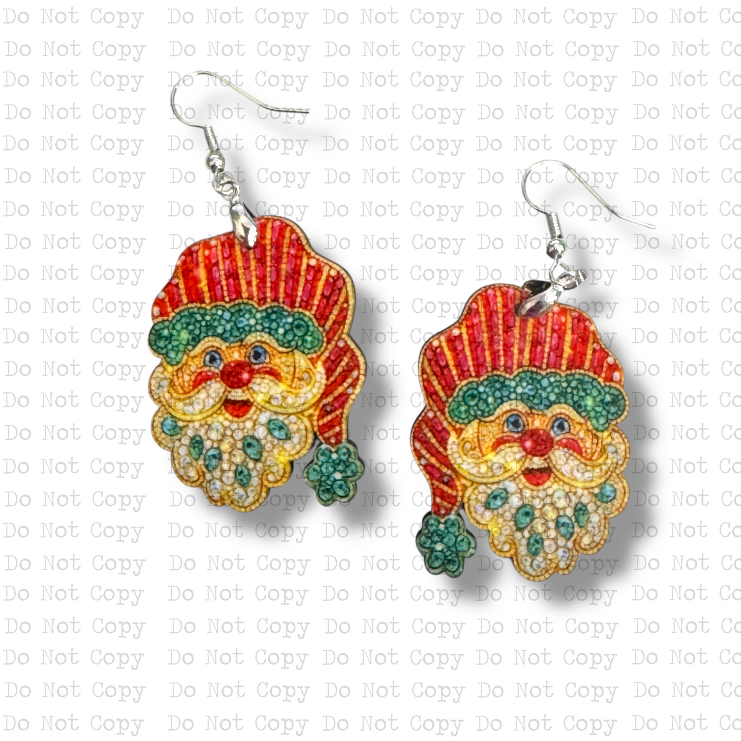 Gemstone Santa Earrings
