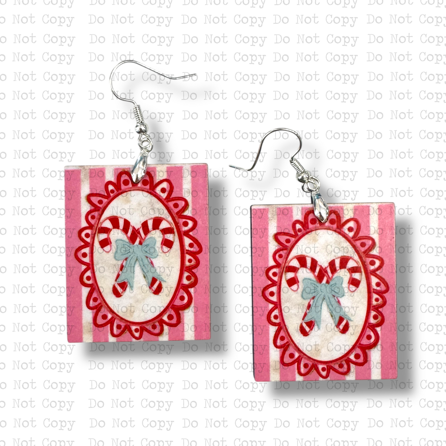 Pink Peppermint Stick Earrings
