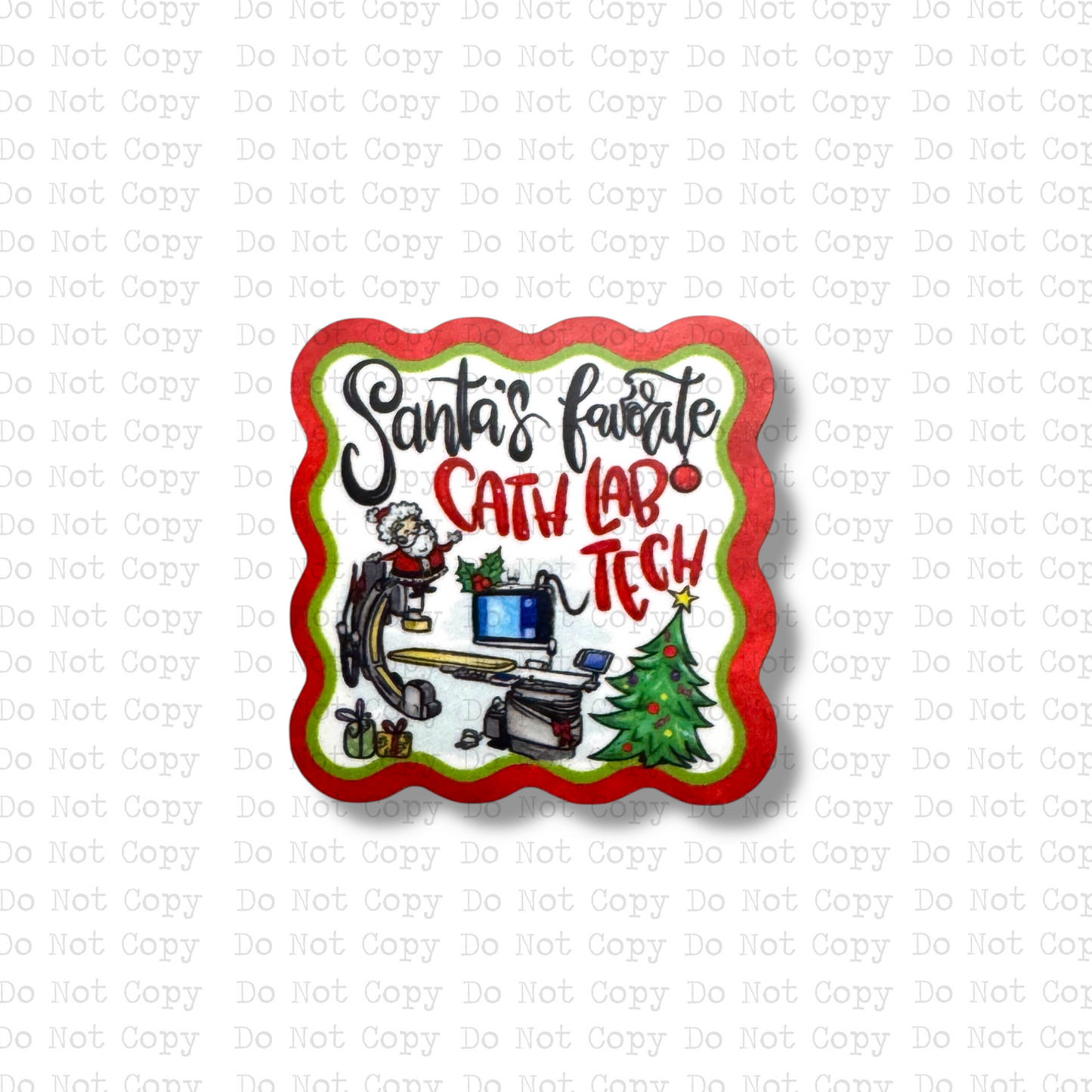Santa's Favorite Cath Lab Interchangeable Badge Button with Reel Option