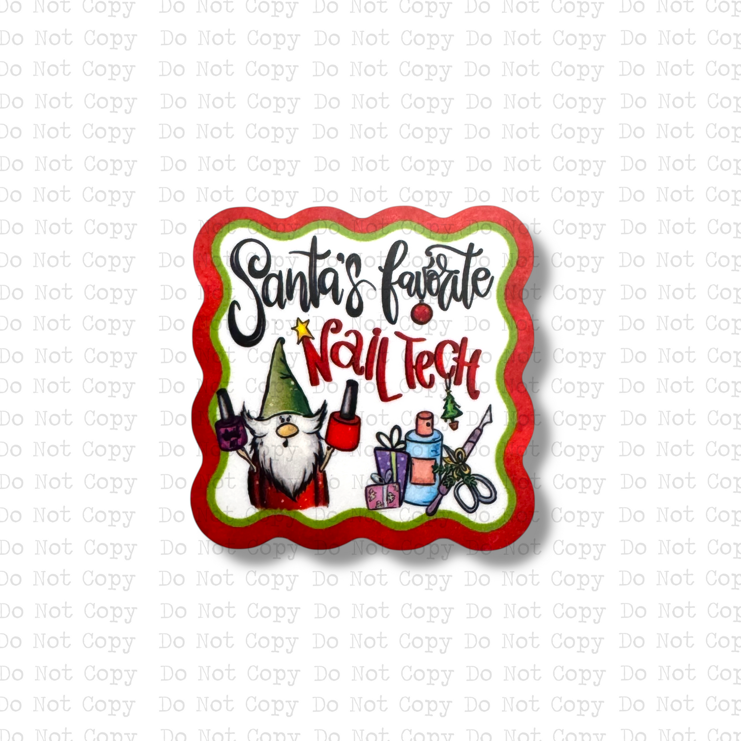 Santa's Nail Tech Interchangeable Badge Button with Reel Option