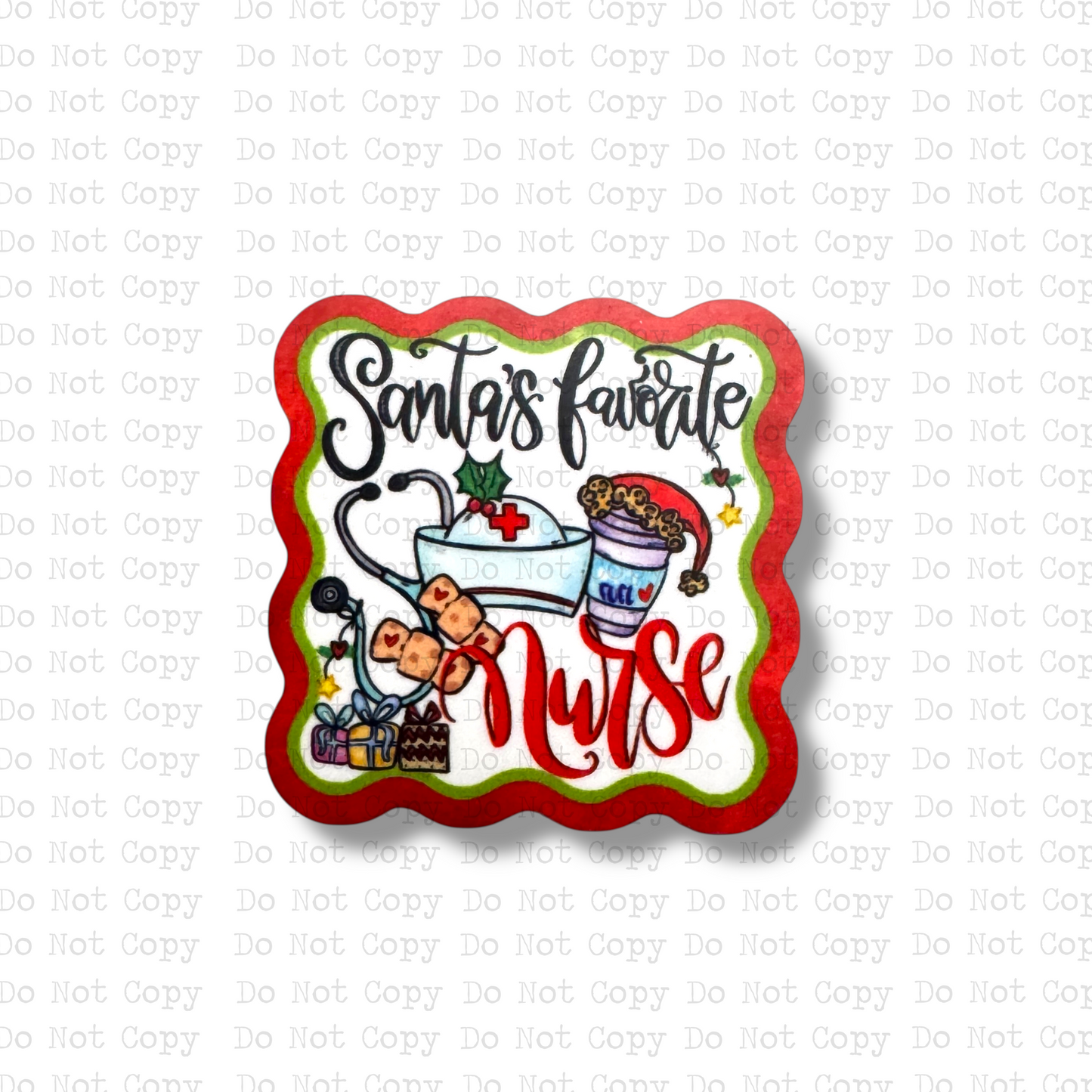 Santa's Favorite Nurse Interchangeable Badge Button with Reel Option