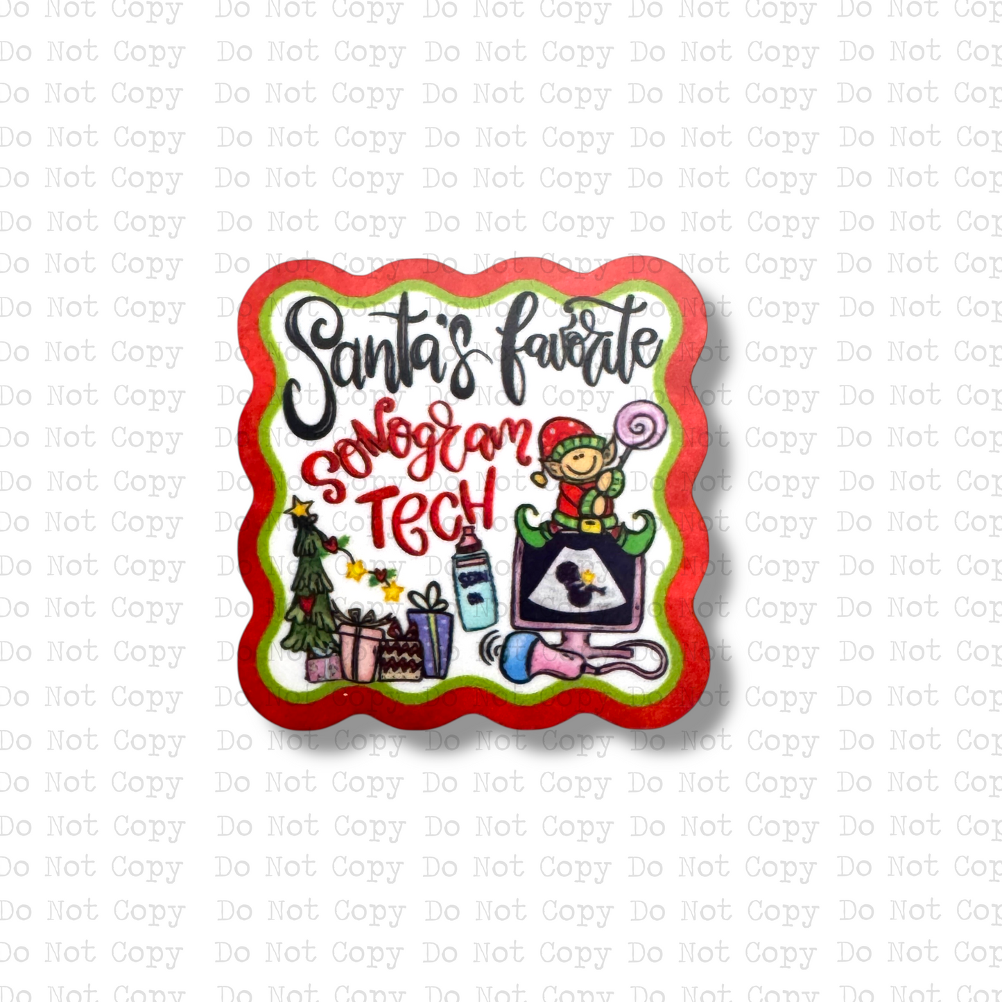 Santa's Favorite Sonogram Tech Interchangeable Badge Button with Reel Option