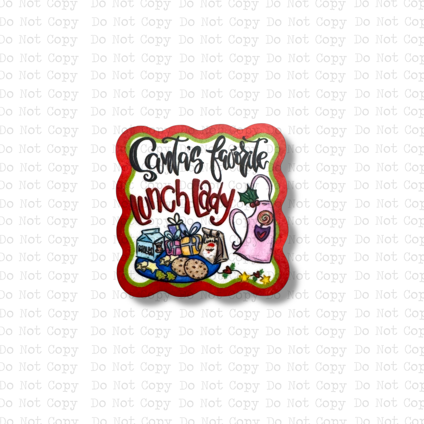 Santa's Favorite Lunch Lady Interchangeable Badge Button with Reel Option