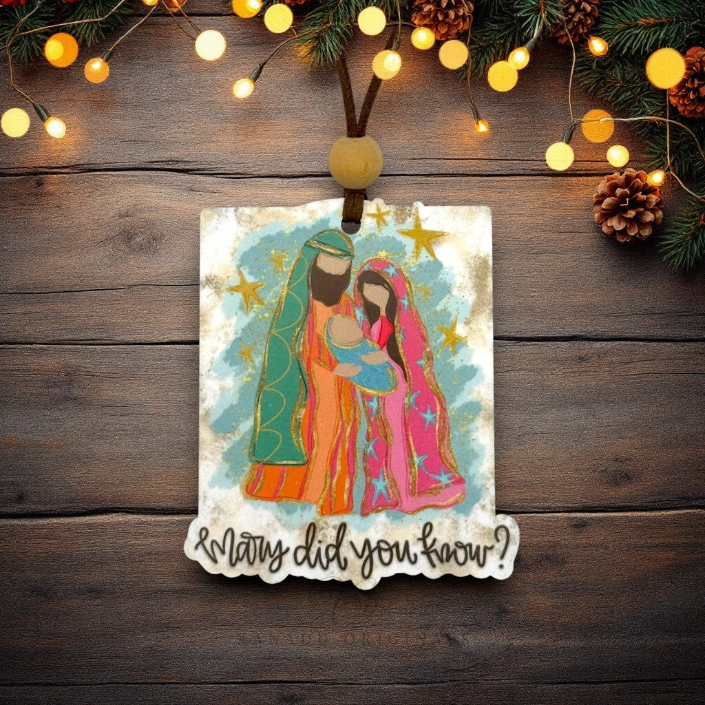 Mary Did You Know Vibrant Nativity Wood Ornament - Retro Christmas Gift