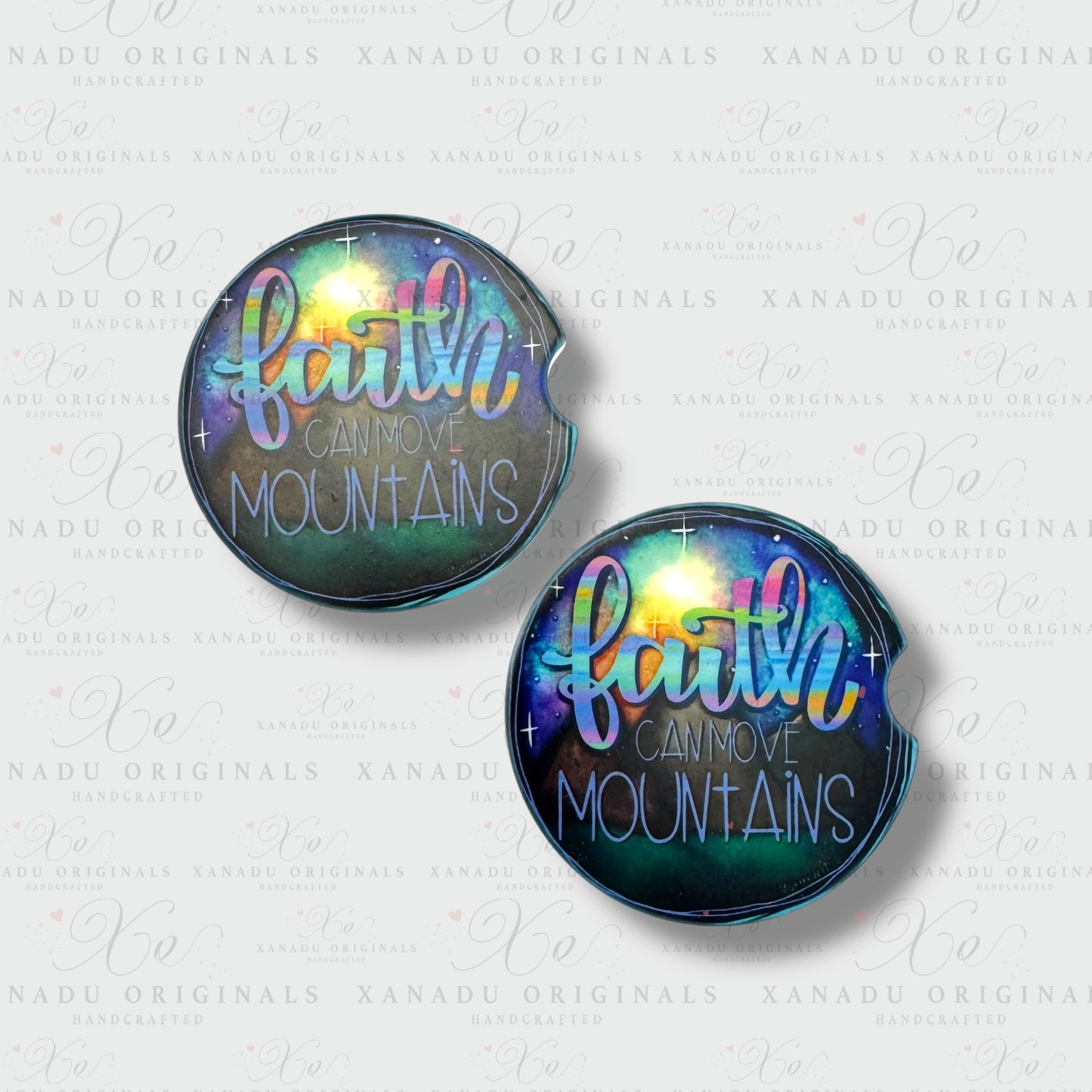 Faith Can Move Mountains Ceramic Car Coasters