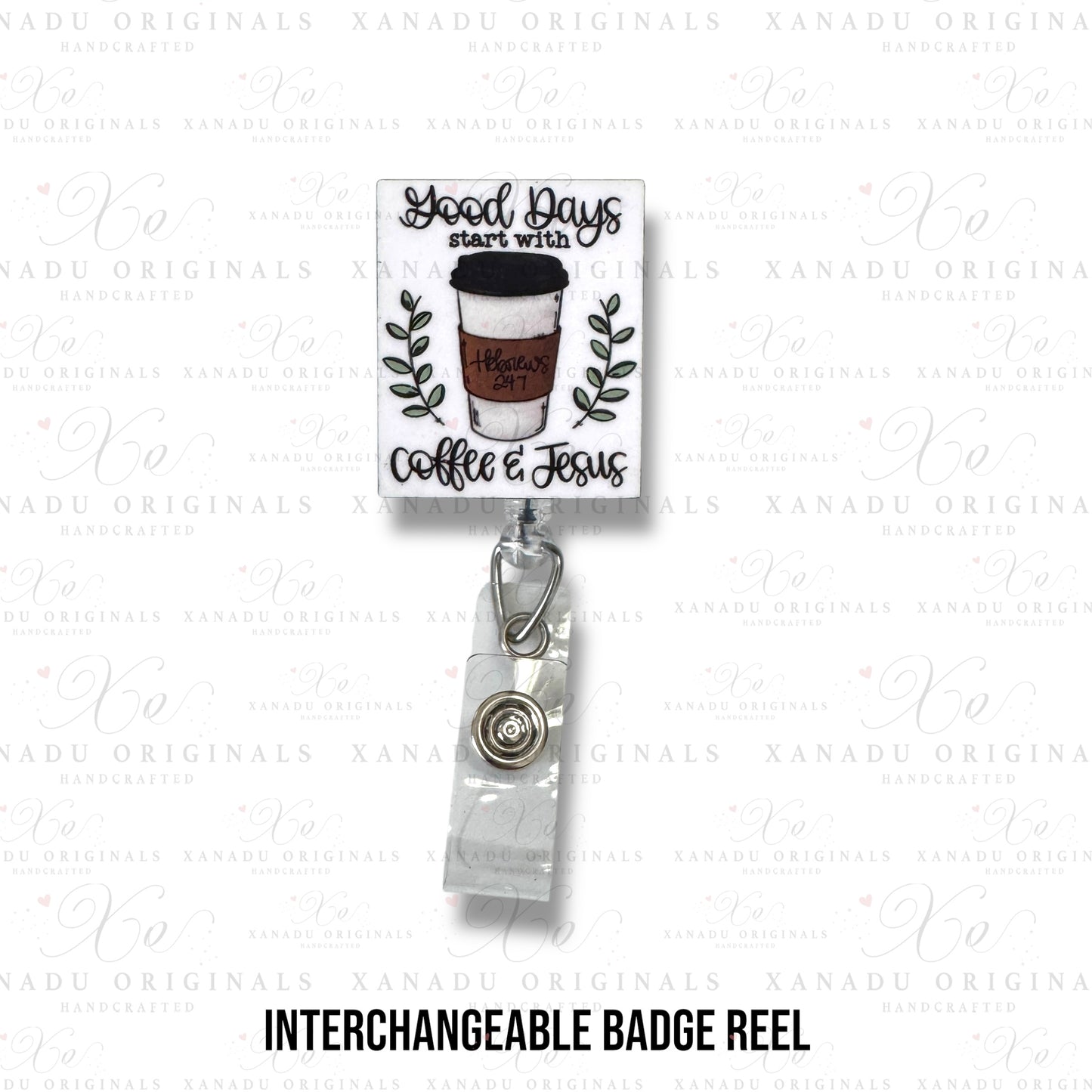 Coffee and Jesus Interchangeable Badge Button with Reel Option
