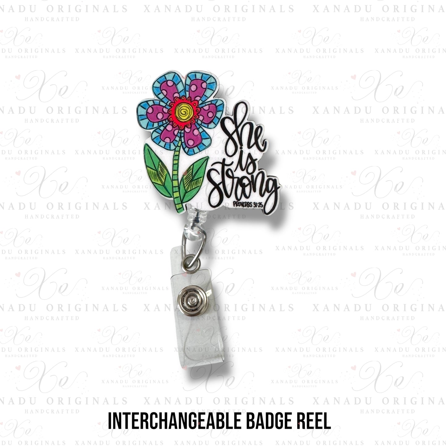 She Is Strong Interchangeable Badge Button with Reel Option