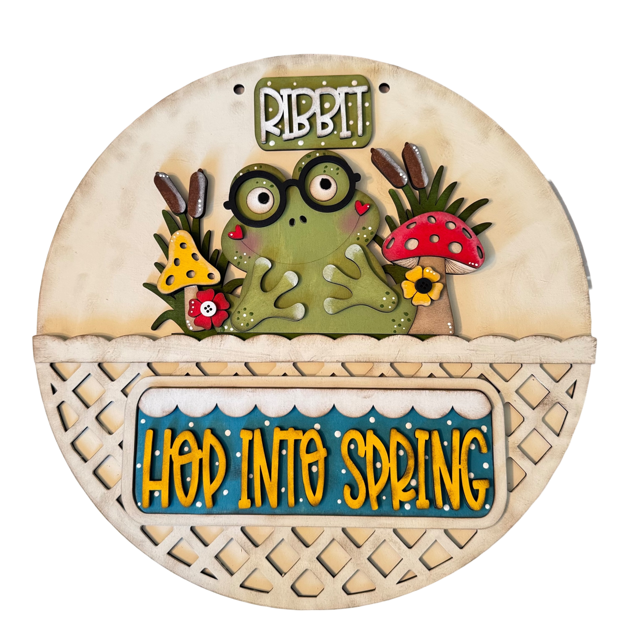 Frog Hop Into Spring Interchangeable Add-On Wood Sign | DIY KIT