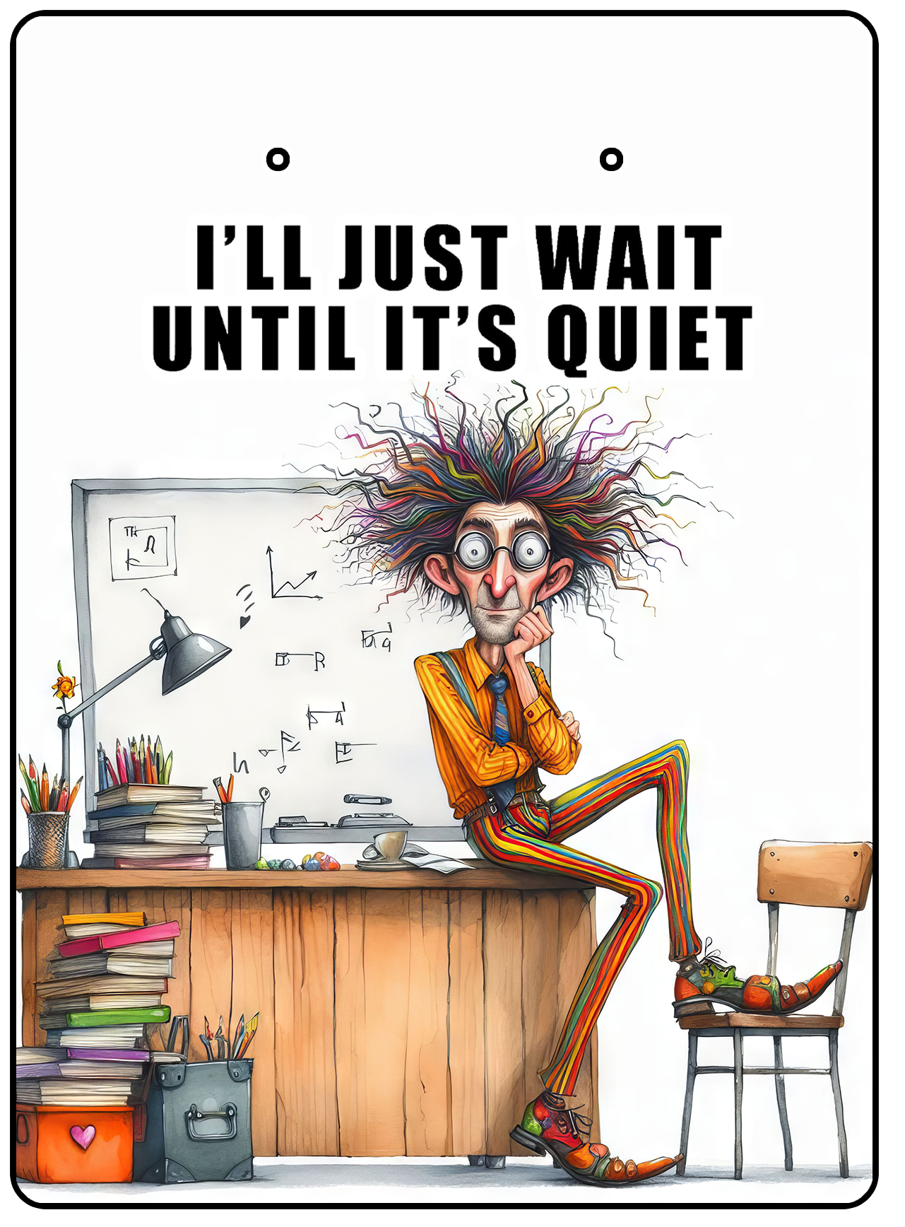 "I'll Just Wait Until It's Quiet" Teacher Humor Mini Clipboard Notepad Holder