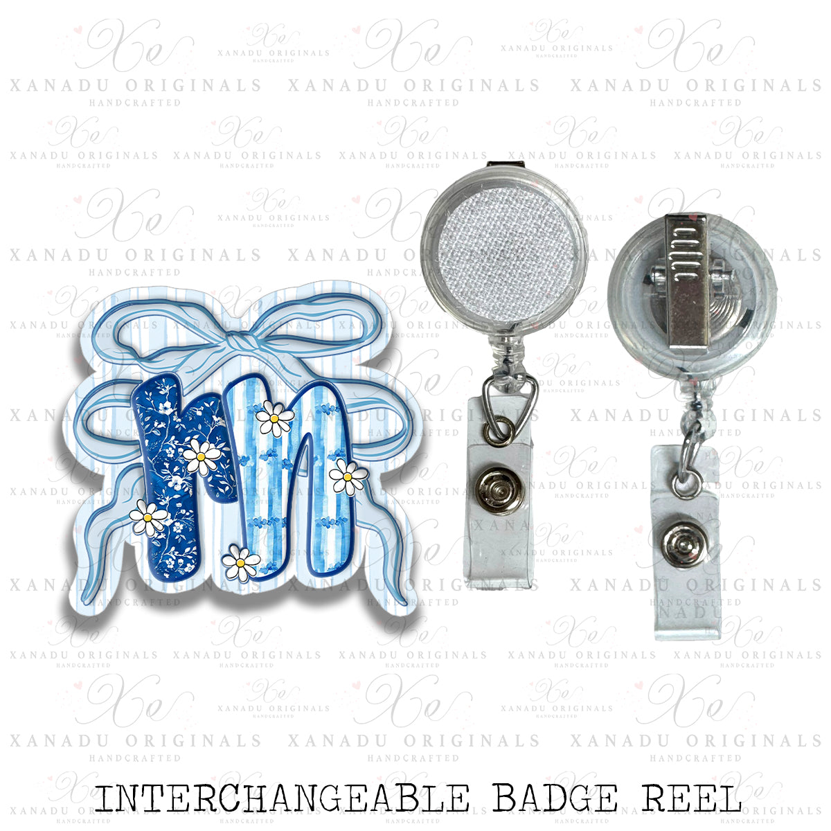 RN Chinoiserie Bow Retractable Interchangeable Badge Reel