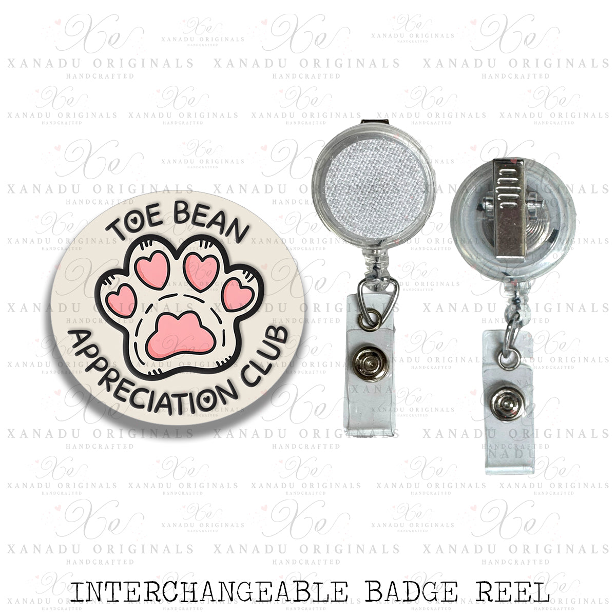 Toe Bean Interchangeable Badge Button with Reel Option
