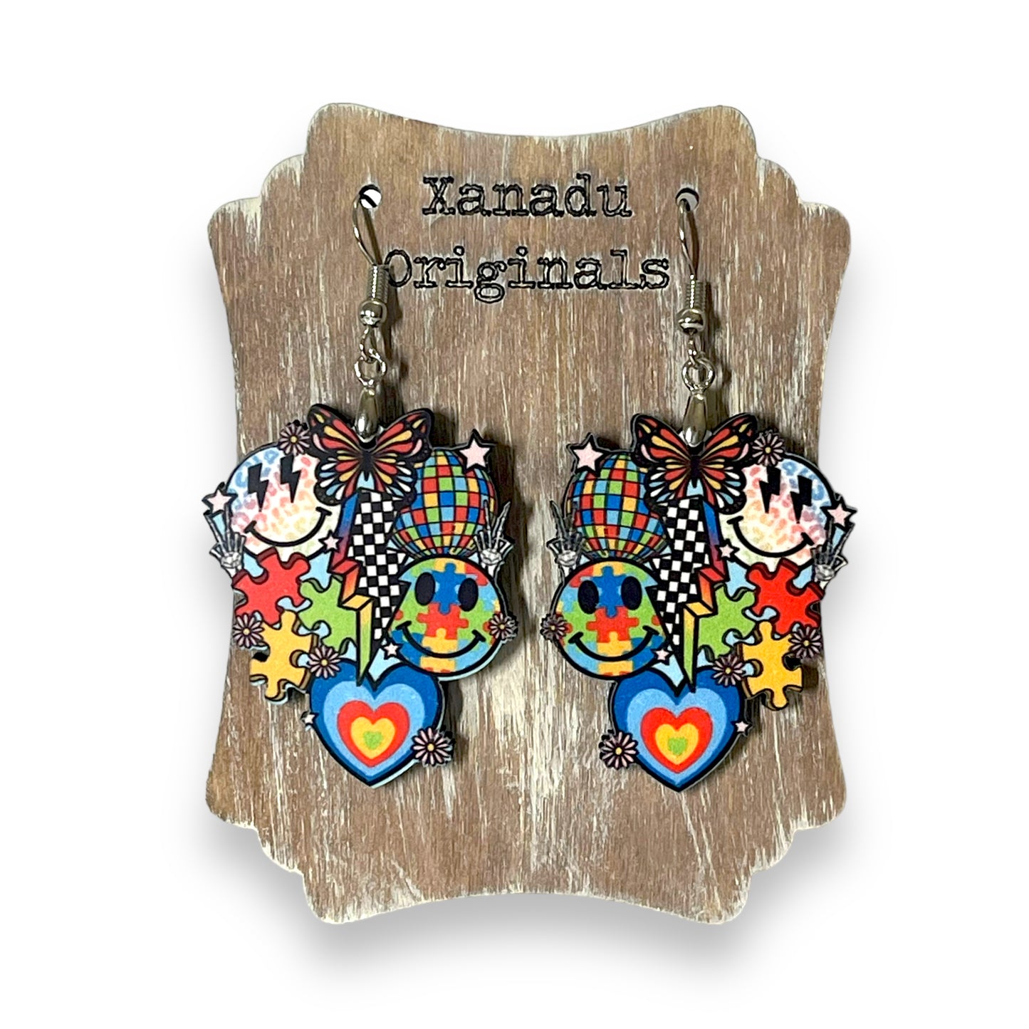 Retro Autism Awareness Earrings