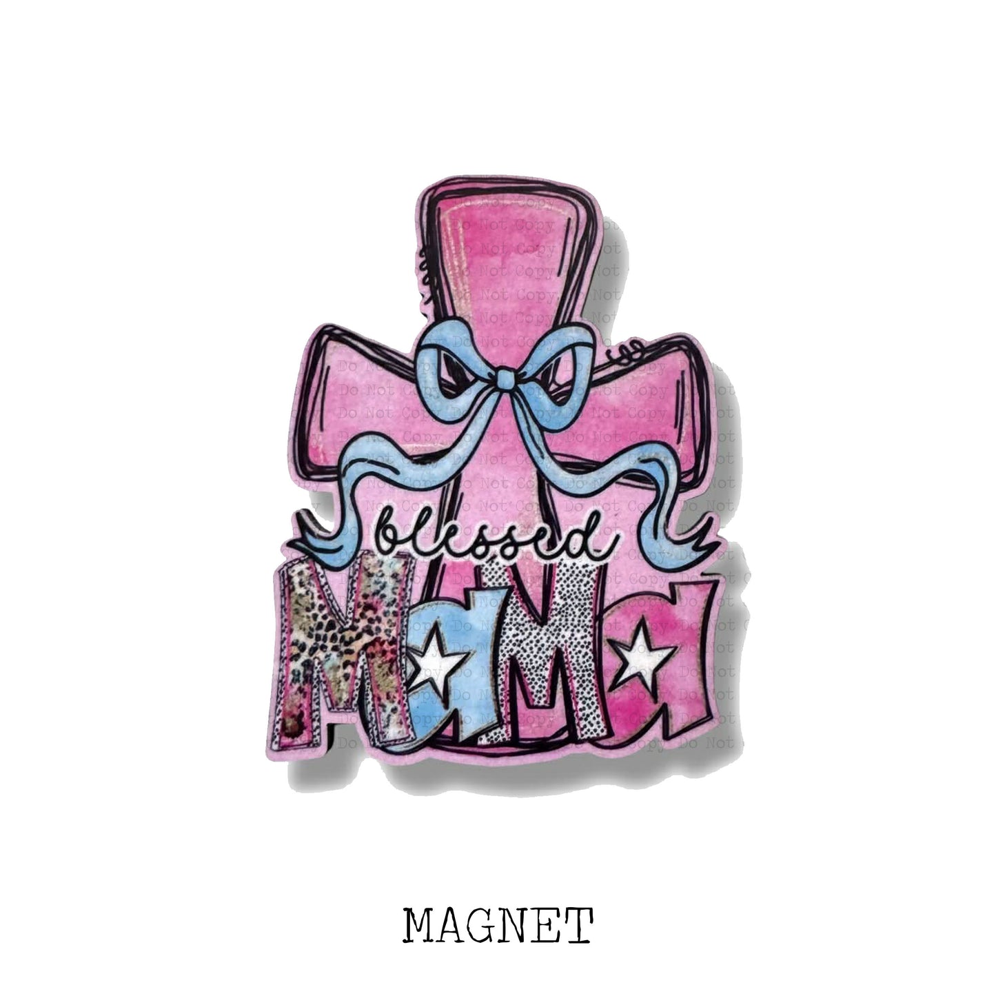 Blessed Mama Pink Cross Magnet