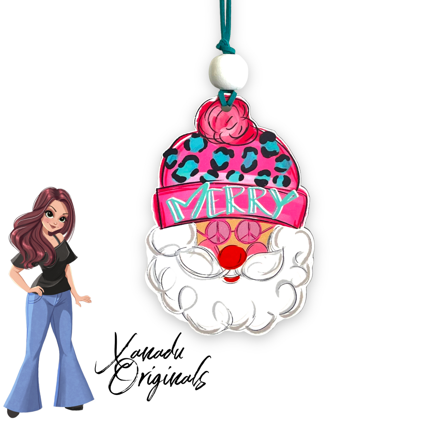 Merry Hippie Santa Christmas Ornament