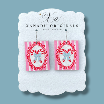 Pink Peppermint Stick Earrings