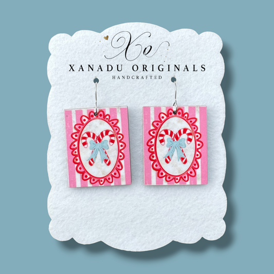 Pink Peppermint Stick Earrings