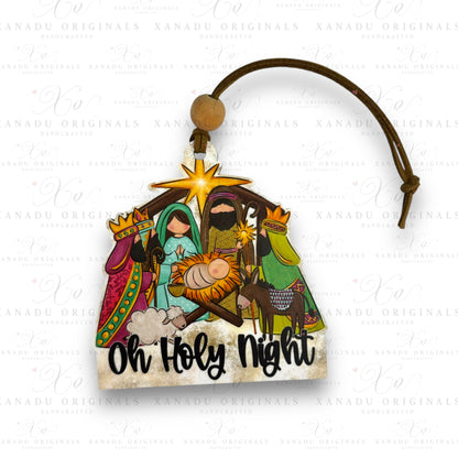 Oh Holy Night Complete Nativity Ornament, Traditional Holiday Tree Decor, Whimsical Hand-Painted Style Keepsake