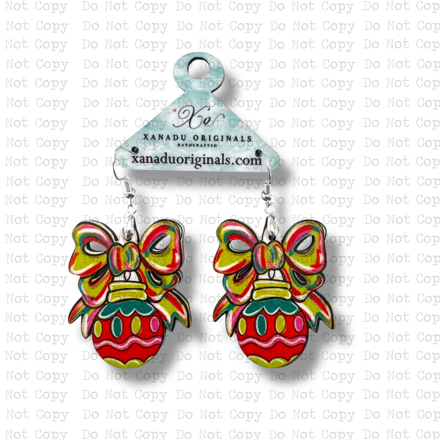 Festive Bow Red Globe Earrings