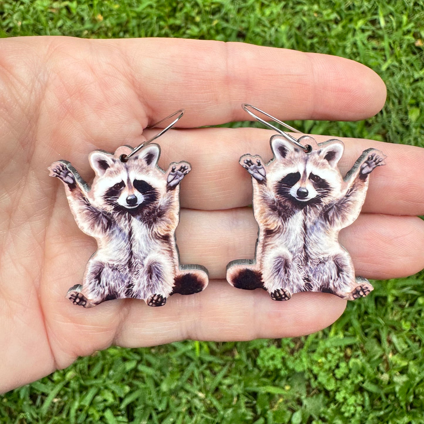 Raccoon Waving Earrings