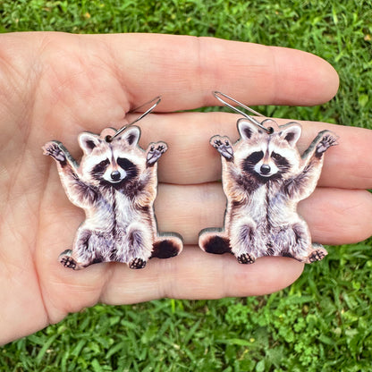 Raccoon Waving Earrings