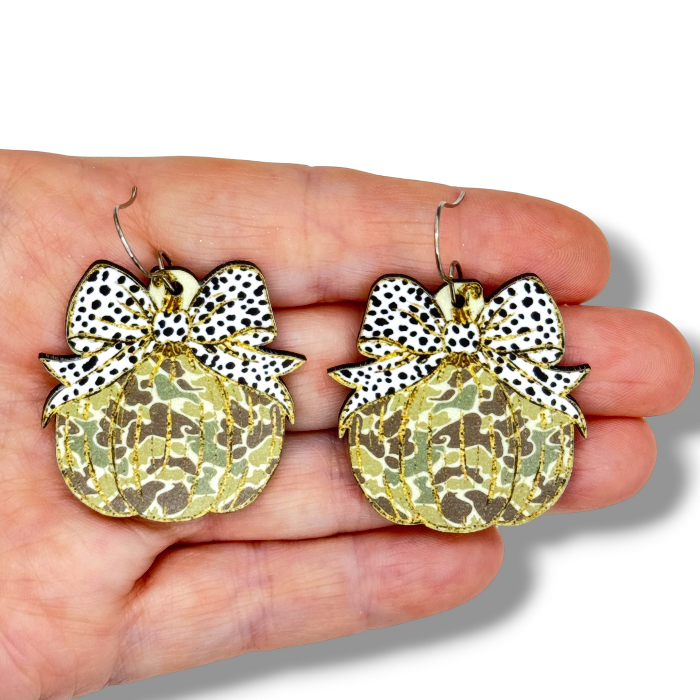 Camo Pumpkin Dangle Earrings