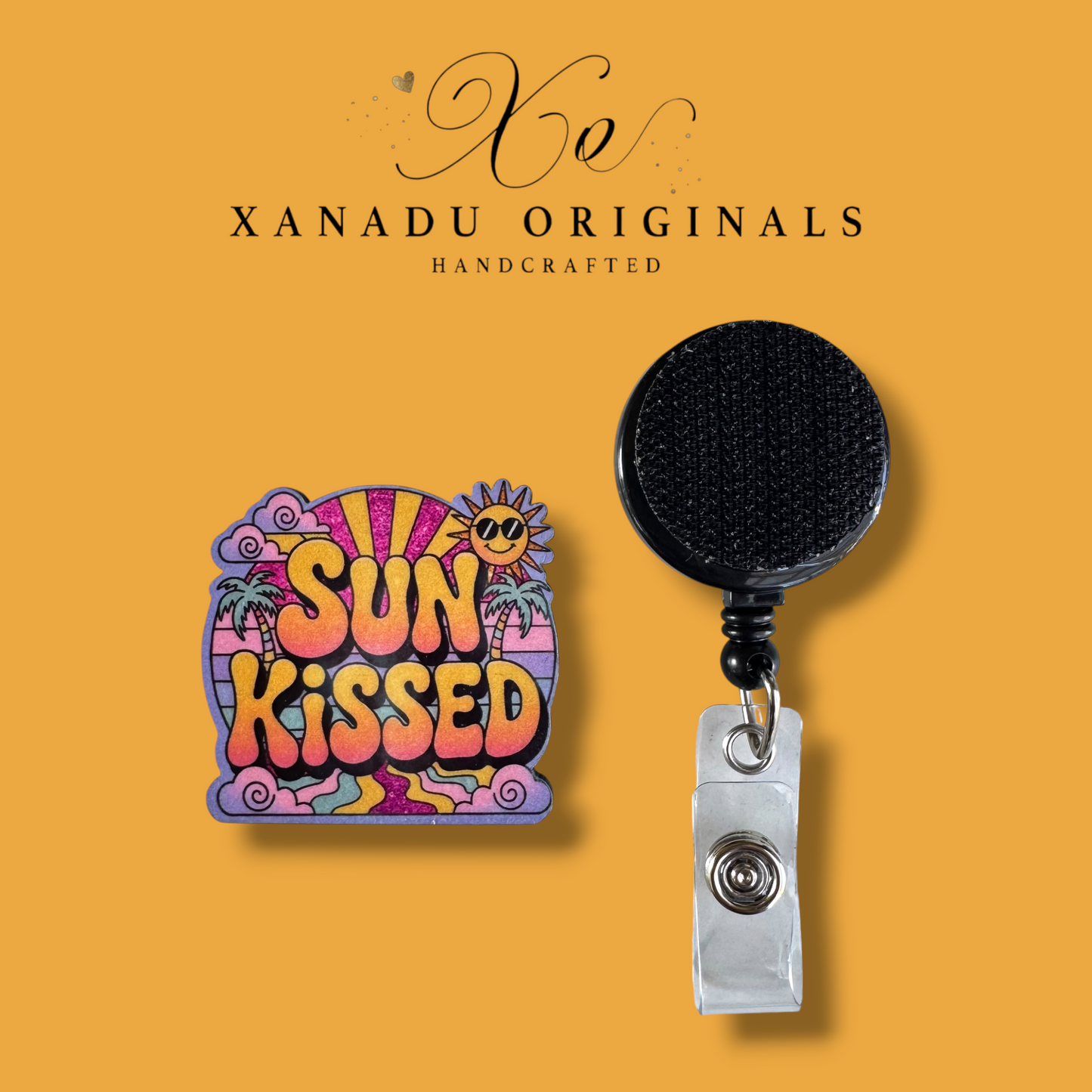 Sun Kissed Interchangeable Badge Button with Reel Option