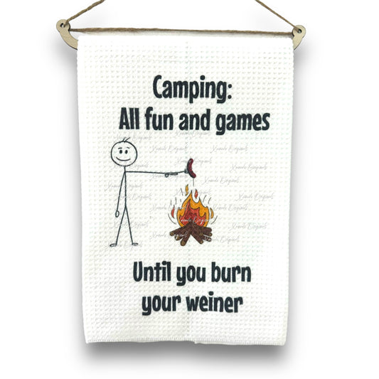 Camping Fun And Games Tea Towel