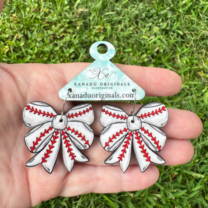 Baseball Bow Earring