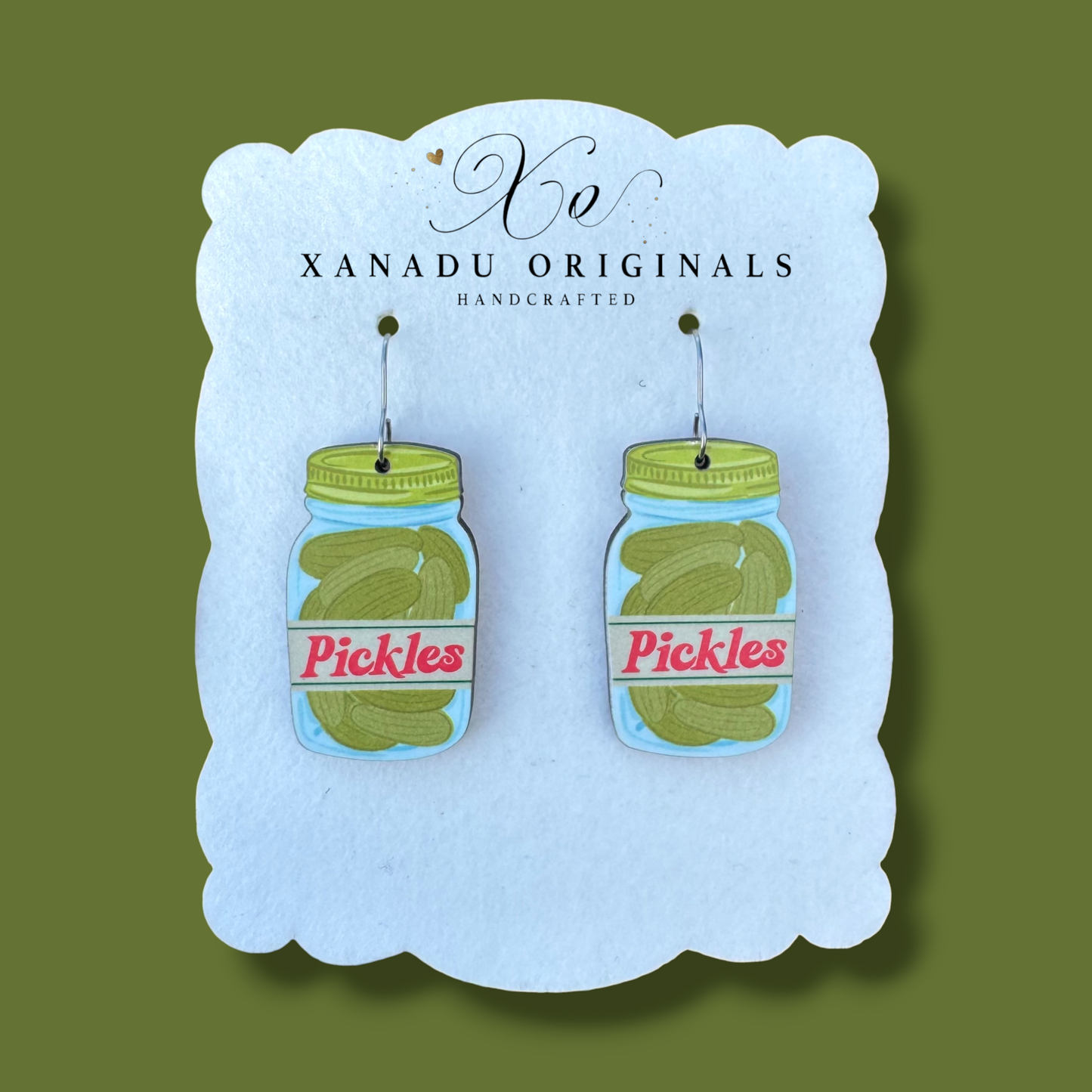 Retro Pickle Jar Dangle Earrings