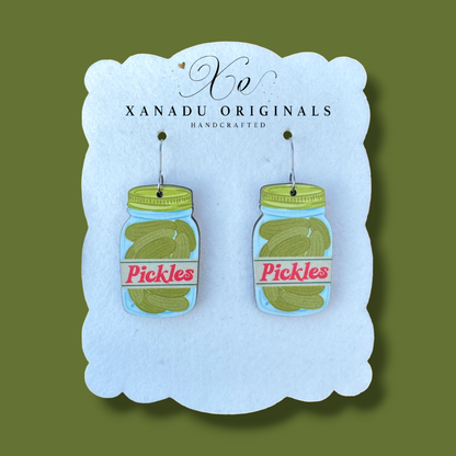Retro Pickle Jar Dangle Earrings