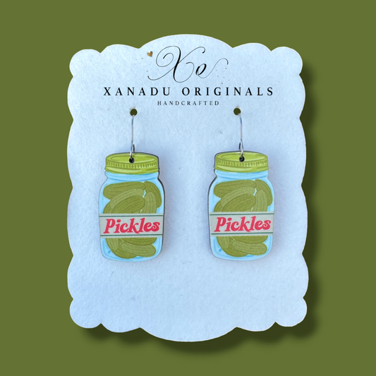Retro Pickle Jar Dangle Earrings
