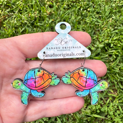 Just Keep Going Turtle Dangle Earrings