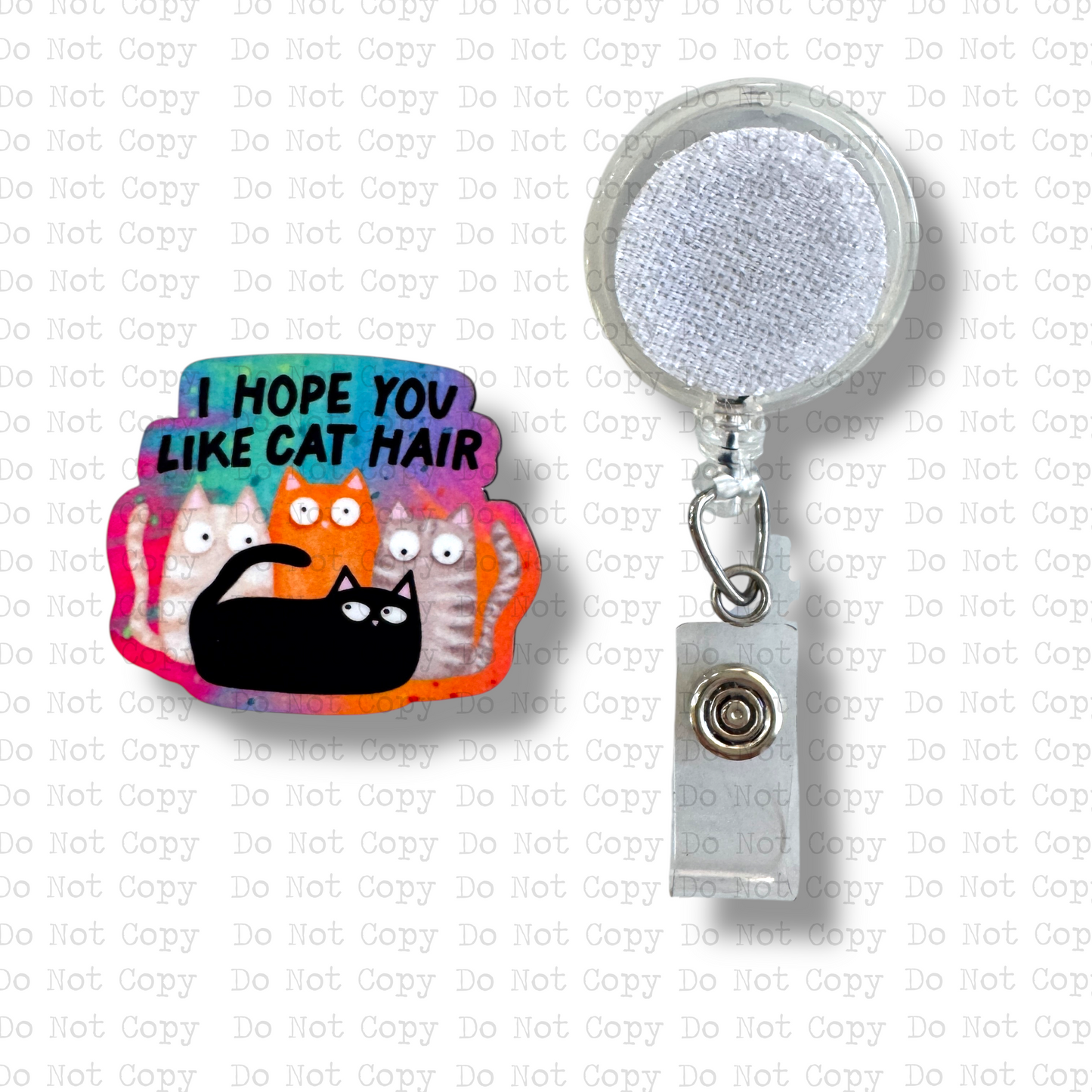 Cat Hair Interchangeable Badge Button with Reel Option