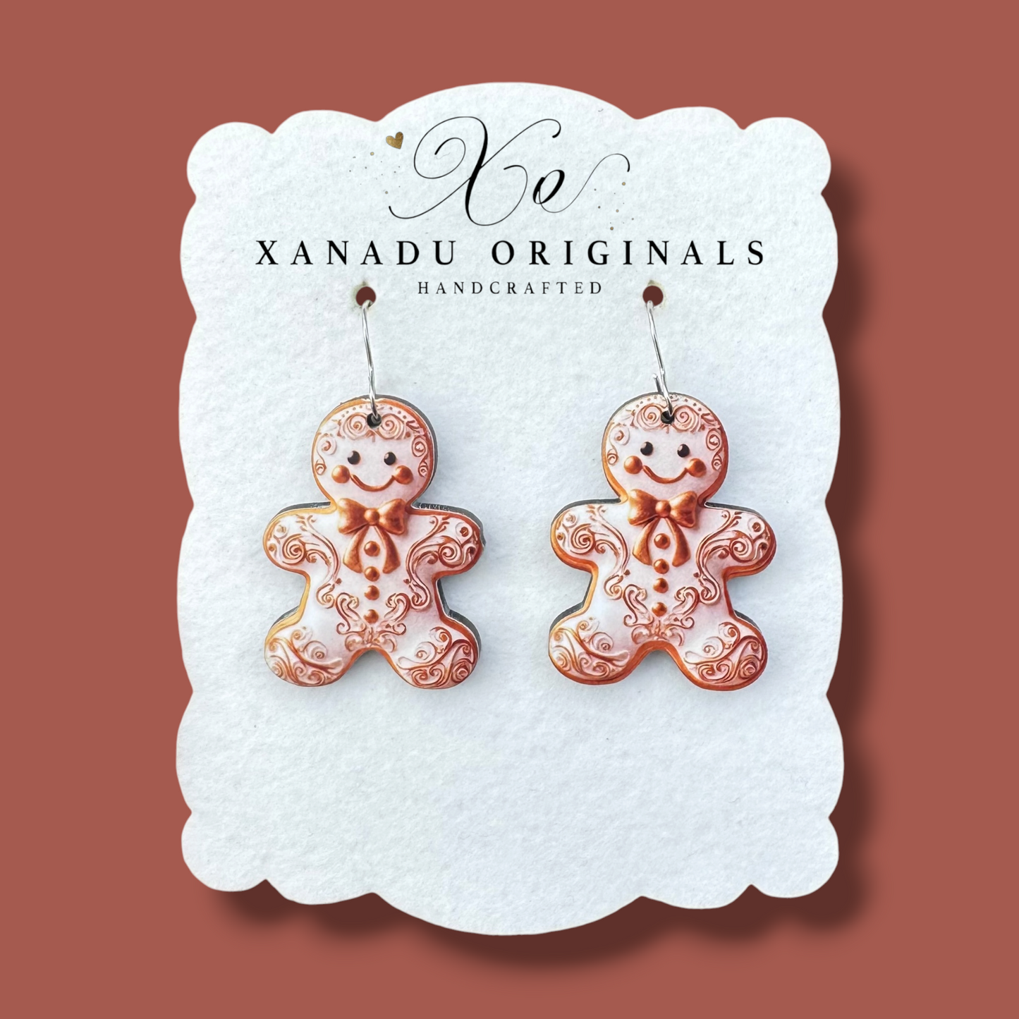Gold and White Gingerbread Earrings
