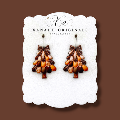 Leopard Patchwork Christmas Tree Earrings