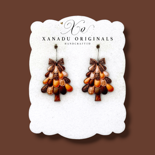 Leopard Patchwork Christmas Tree Earrings