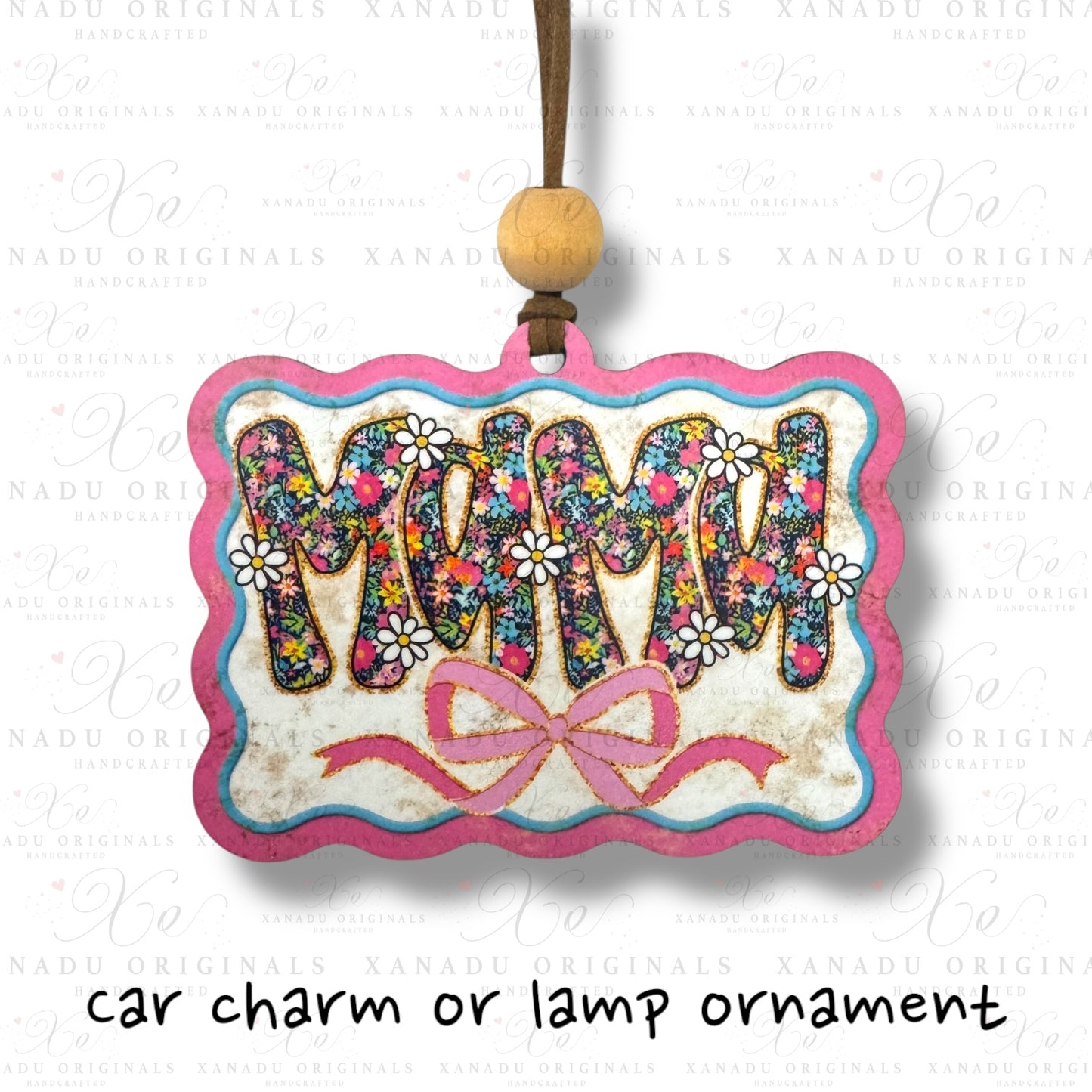 Mama Floral MDF Car Charm