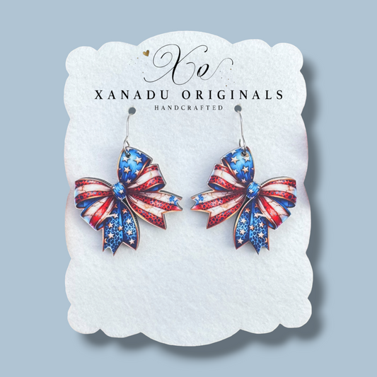 Stars And Stripes Bow Earring