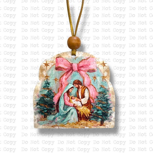 Pastel Nativity Painting Christmas Ornament