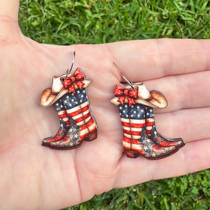Patriotic Boots Earrings