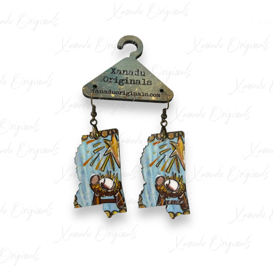 Manger Baby Mississippi Shaped Earrings