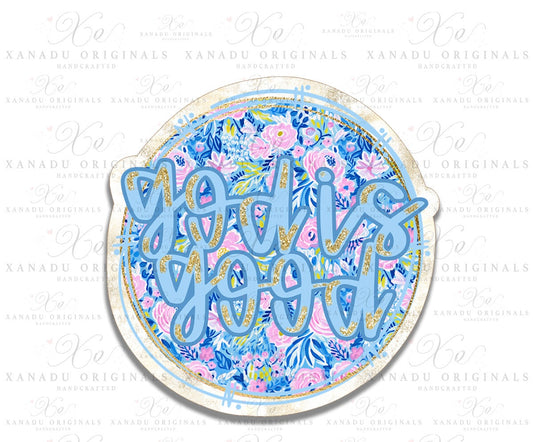 God Is Good Blue Floral Lapel Pin